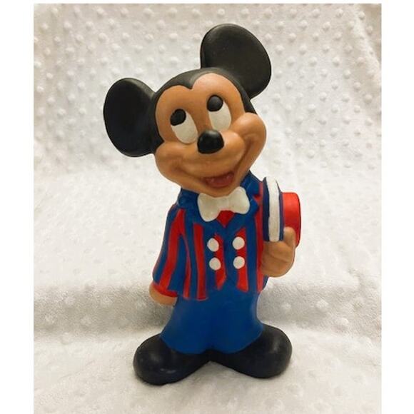 Vintage Walt Disney Mickey Mouse Patrotic Hand Painted Ceramic Figurine (1970s) - Picture 1 of 6